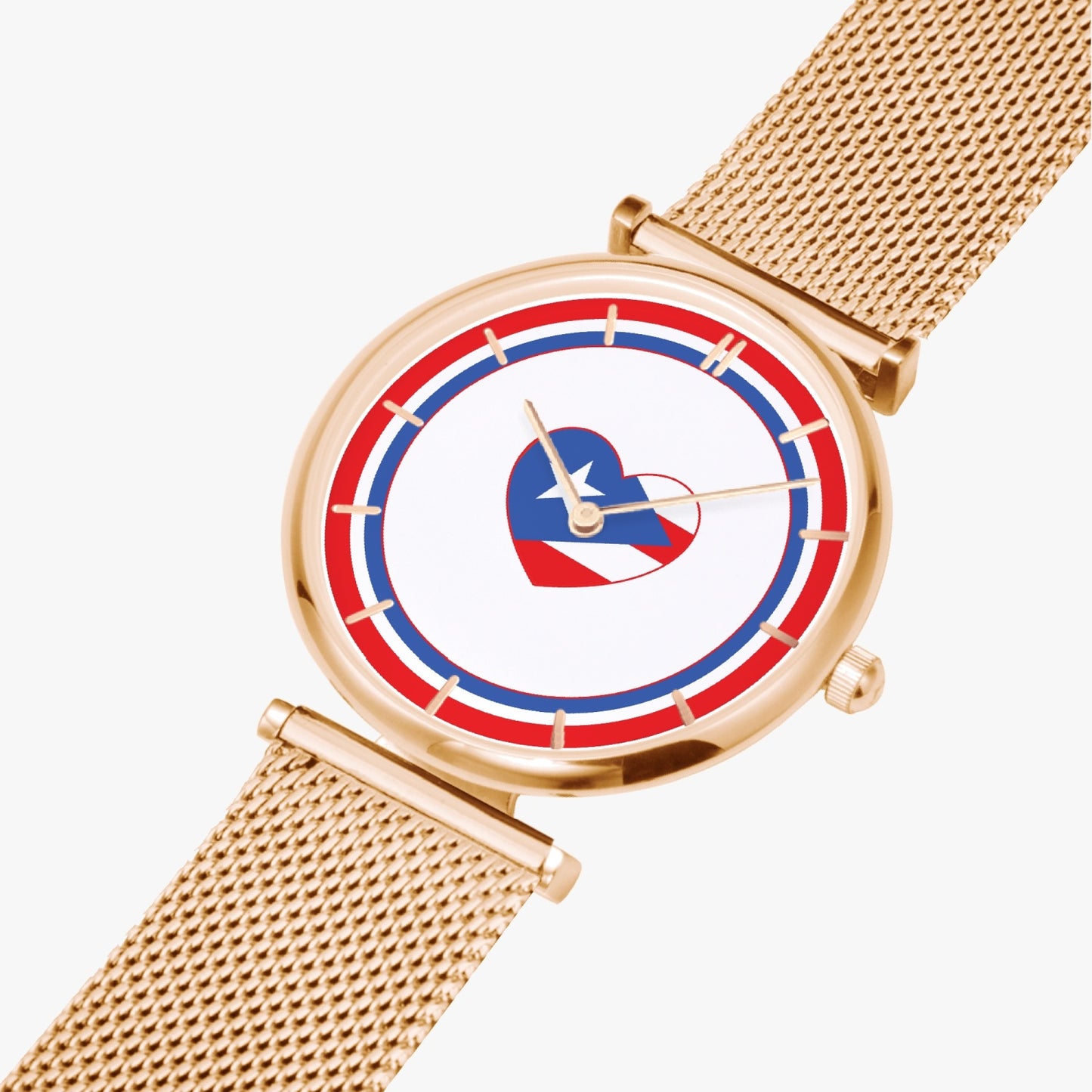 Puerto Rico Love Ultra Thin Women's Quartz Watch - Gold / Rose Gold / Silver