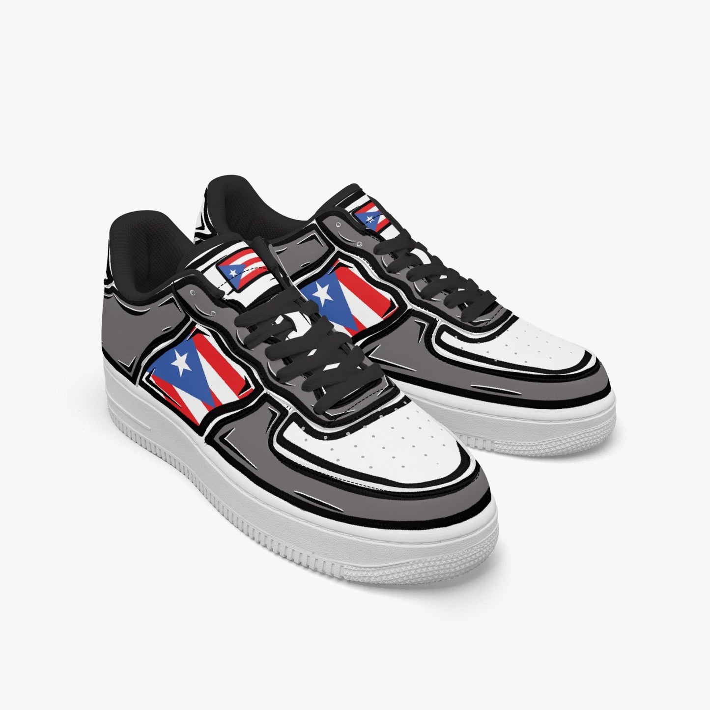 Puerto Rico Cartoon Force 1 Low Tops (Gray) - Men's & Women's
