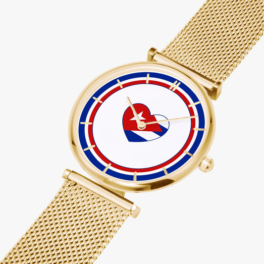 Cuba Love Ultra Thin Women's Quartz Watch - Gold / Rose Gold / Silver