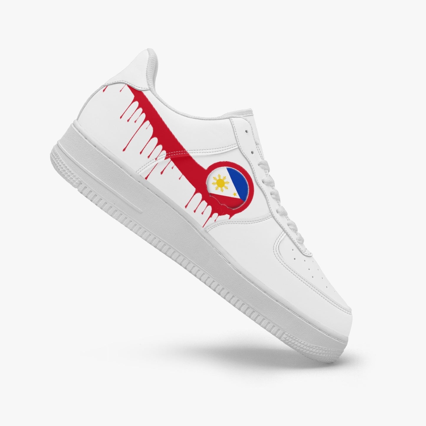 Philippines Red Drip R-Force 1 Low Tops (White) - Men's & Women's