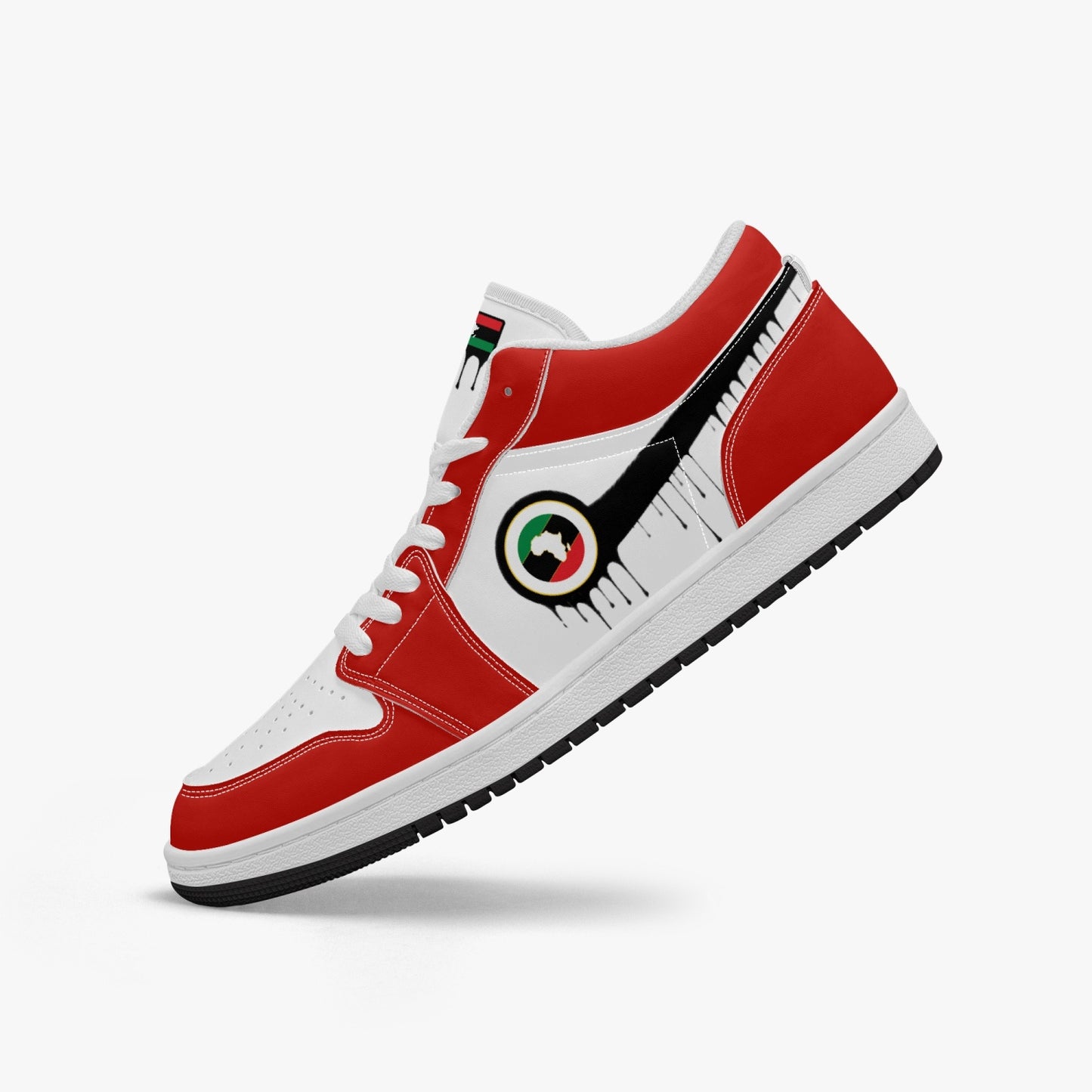 Air Africa Black Drip / Red & White Low Tops (Black Sole) - Men's & Women's