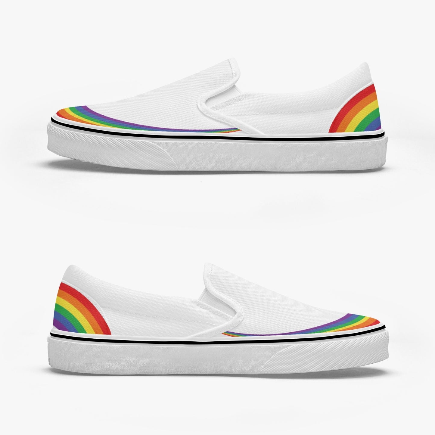 Rainbow Pride Canvas Slip-Ons (White) - Men's & Women's