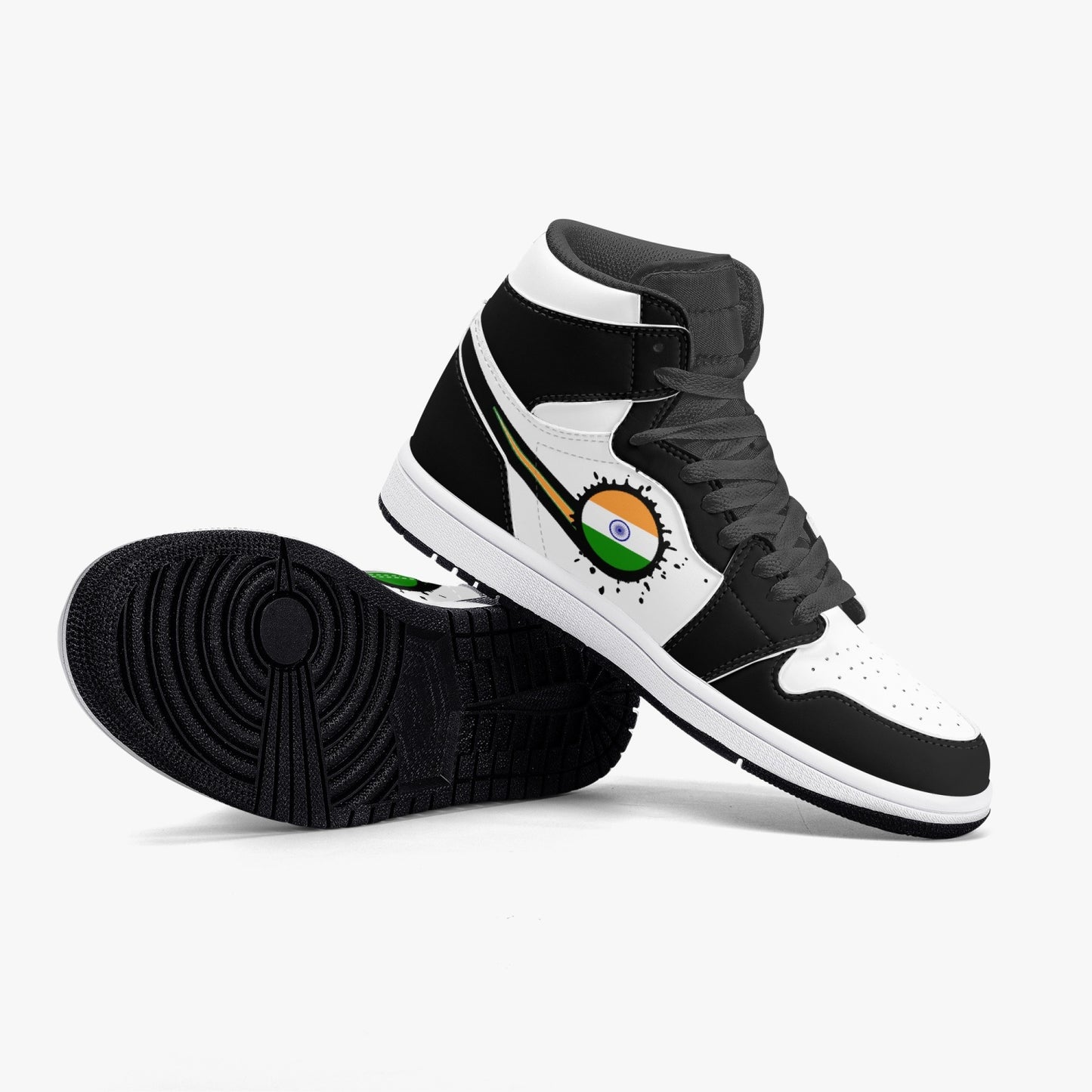 Air India Splattered Icon Black/White High Tops (Black Sole) - Men's & Women's