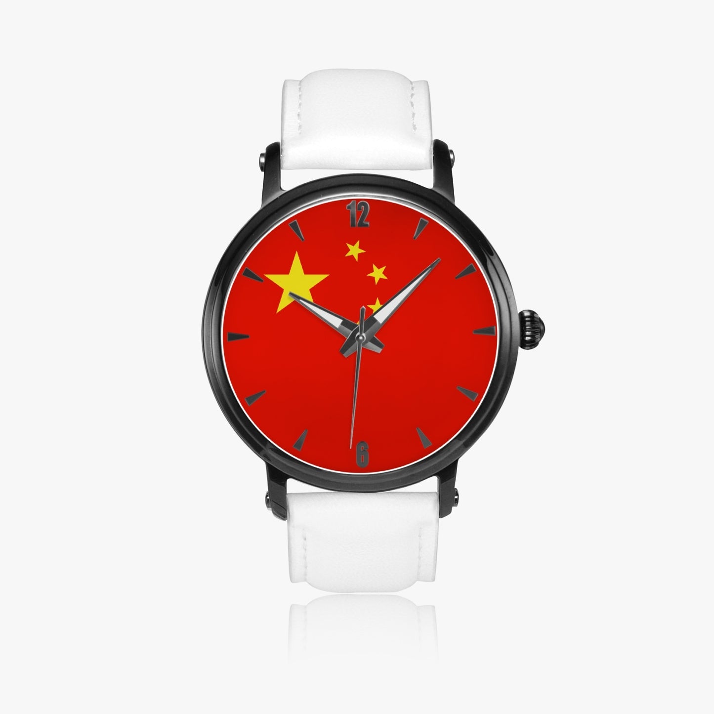 China Pride Premium Leather Men's Watch - Silver / Rose Gold / Black