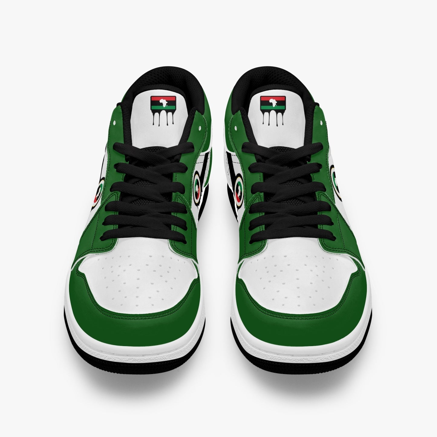 Air Africa Black Drip / Green & White Low Tops (Black Sole) - Men's & Women's