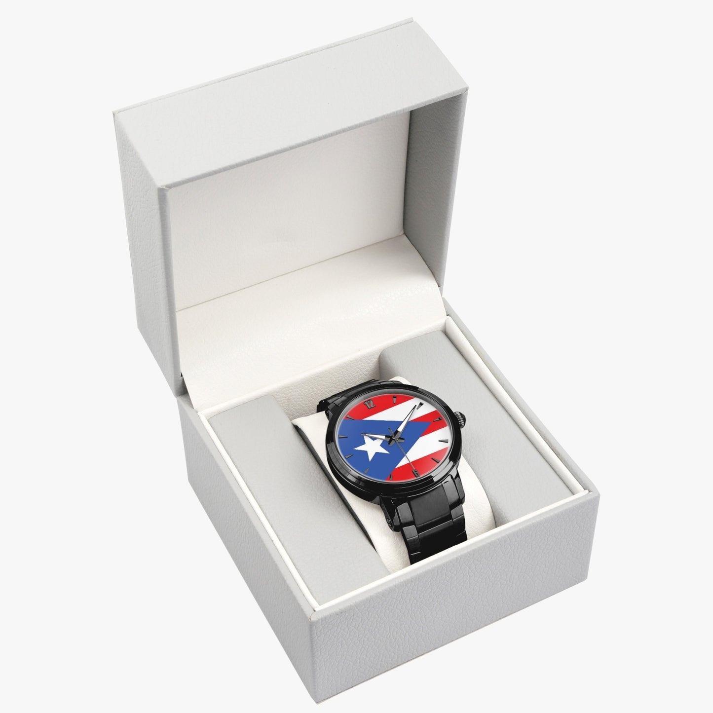 Puerto Rico Pride Stainless Steel Luxury Men's Watch - Silver / Rose Gold / Black
