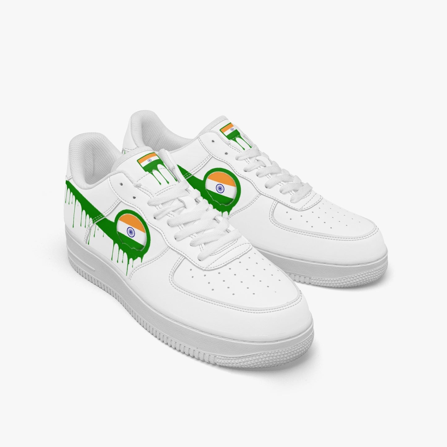 India Green Drip R-Force 1 Low Tops (White) - Men's & Women's