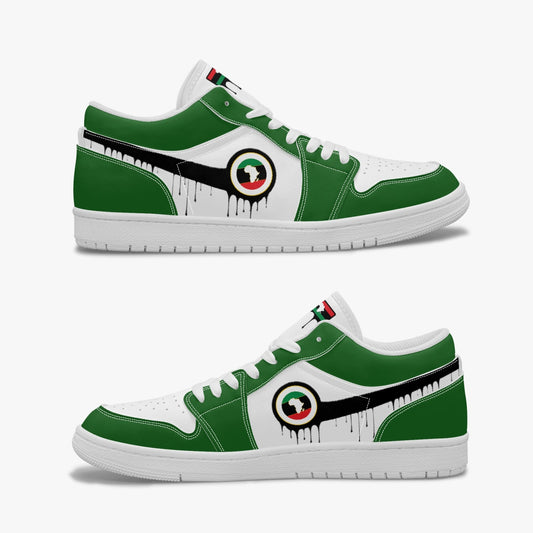 Air Africa Black Drip / Green & White Low Tops (White Sole) - Men's & Women's