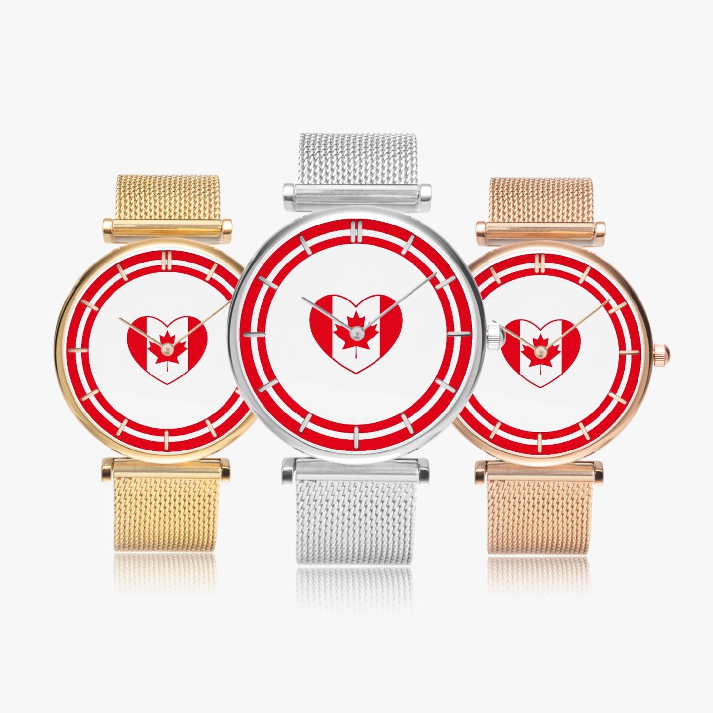 Canada Love Ultra Thin Women's Quartz Watch - Gold / Rose Gold / Silver