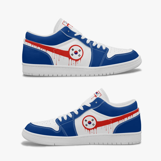 Air Korea Red Drip / Blue & White Low Tops (White Sole) - Men's & Women's