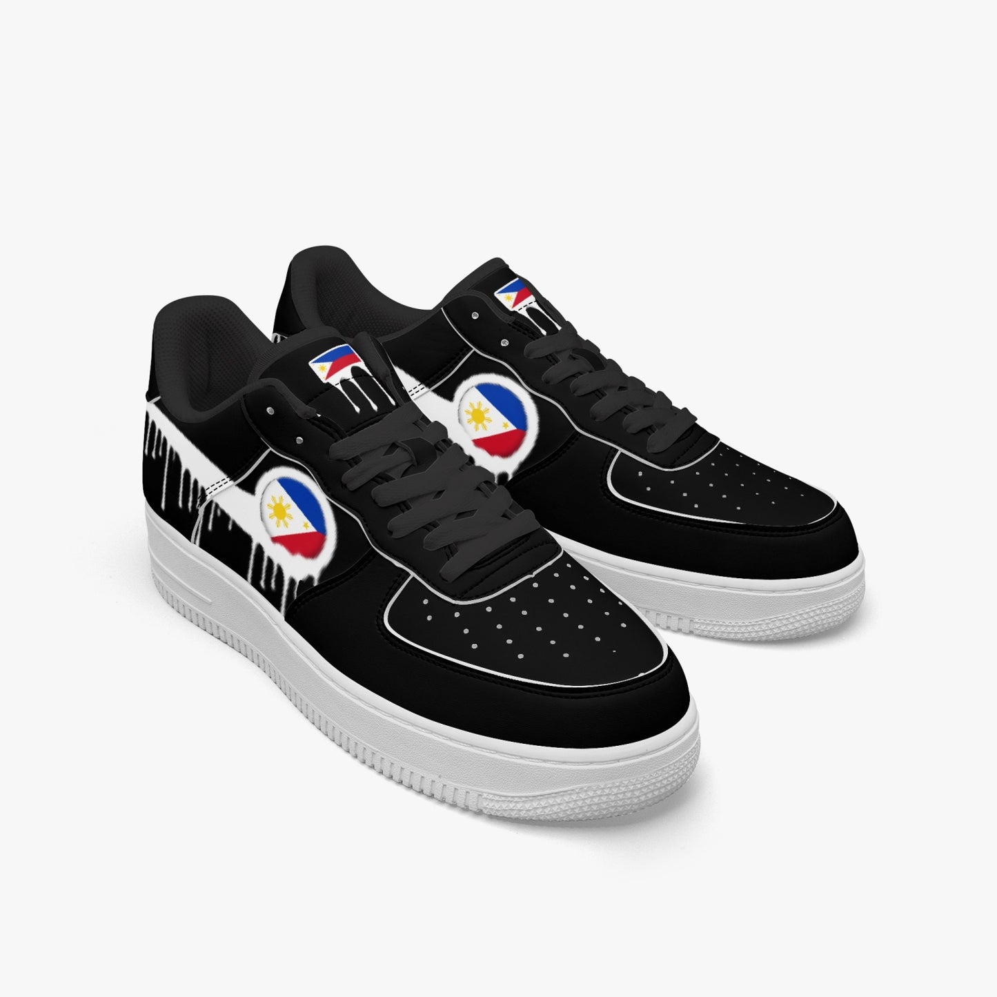 Philippines Blurred White Drip R-Force 1 Low Tops (Black) - Men's & Women's