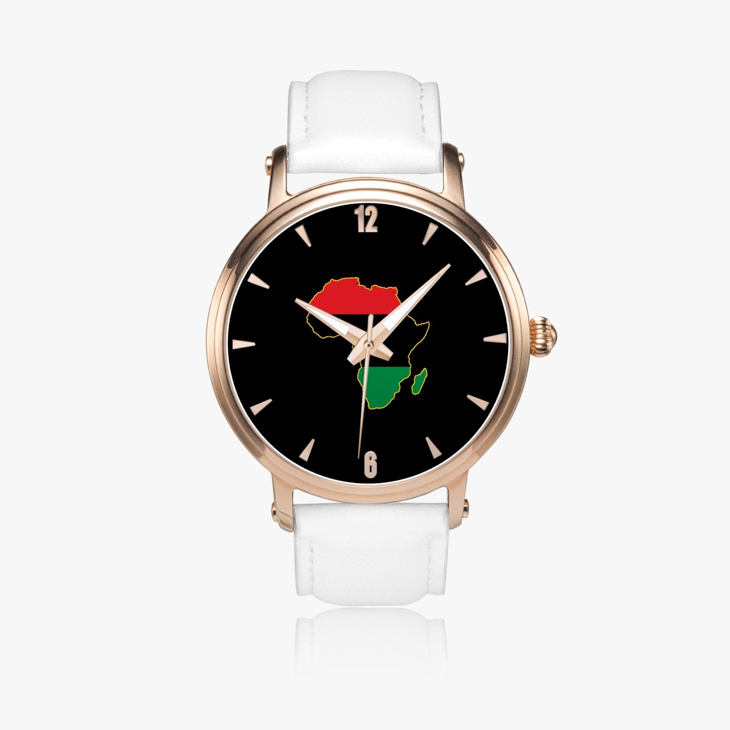 Africa Pride Premium Leather Men's Watch - Silver / Rose Gold / Black