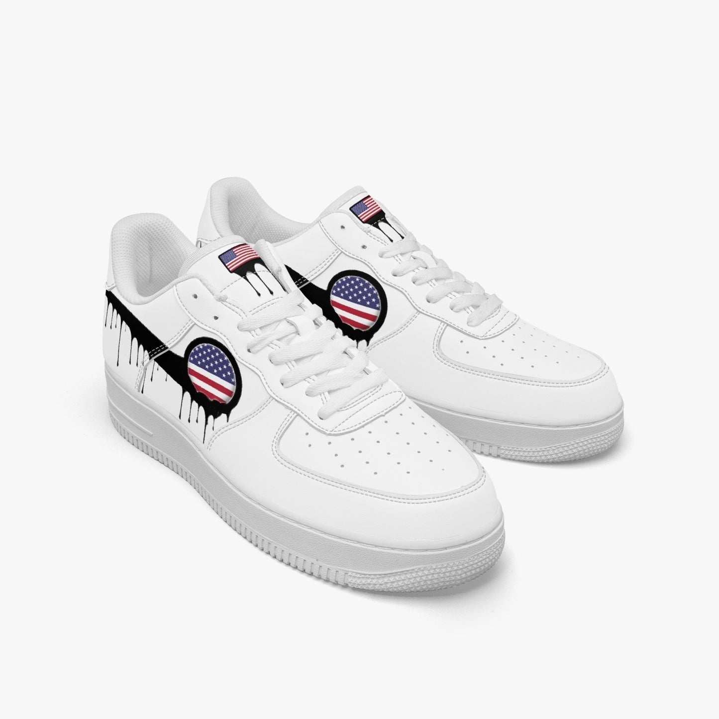American Black Drip R-Force 1 Low Tops (White) - Men's & Women's