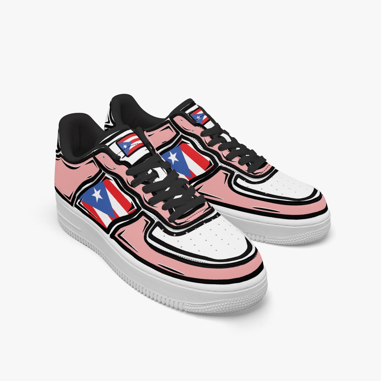 Puerto Rico Cartoon Force 1 Low Tops (Pink) - Men's & Women's