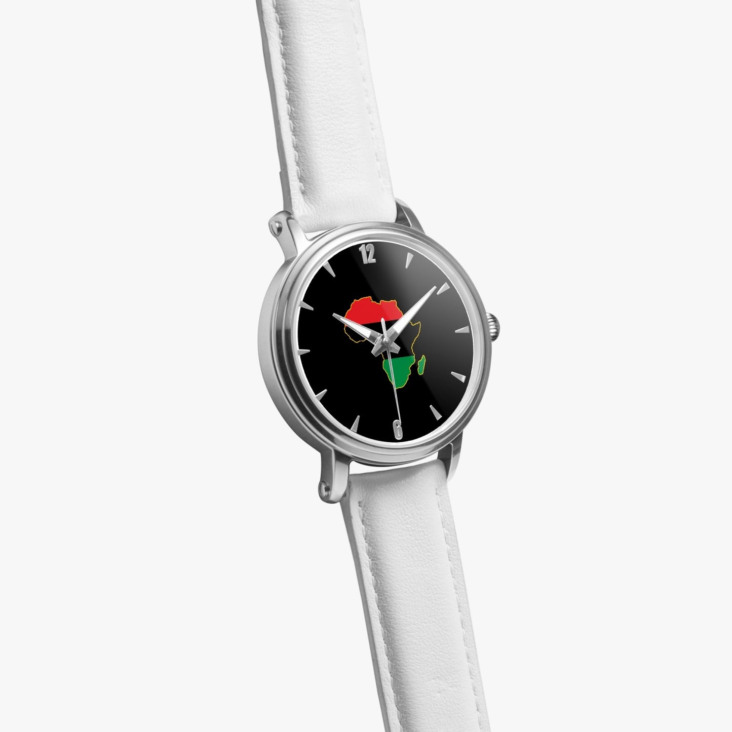 Africa Pride Premium Leather Men's Watch - Silver / Rose Gold / Black