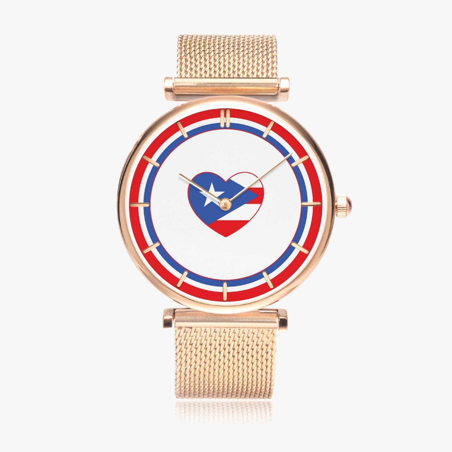 Puerto Rico Love Ultra Thin Women's Quartz Watch - Gold / Rose Gold / Silver
