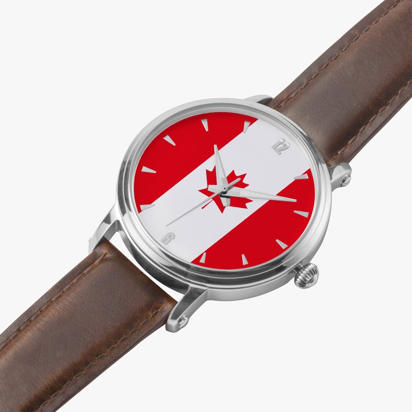 Canada Pride Premium Leather Men's Watch - Silver / Rose Gold / Black
