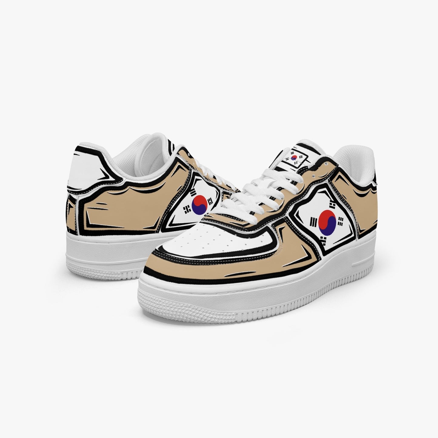 South Korea Cartoon Force 1 Low Tops (Tan) - Men's & Women's