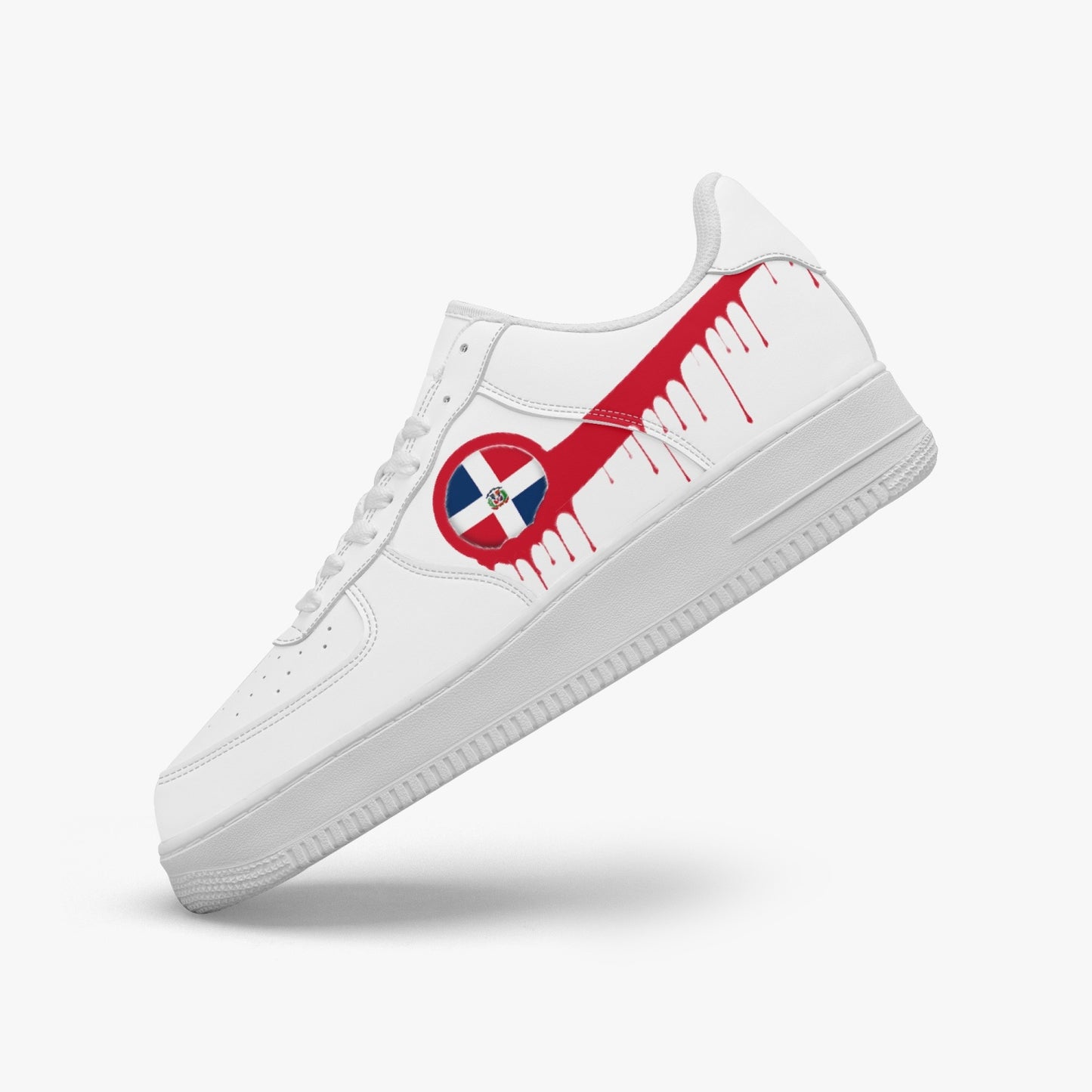 Dominican Red Drip R-Force 1 Low Tops (White) - Men's & Women's