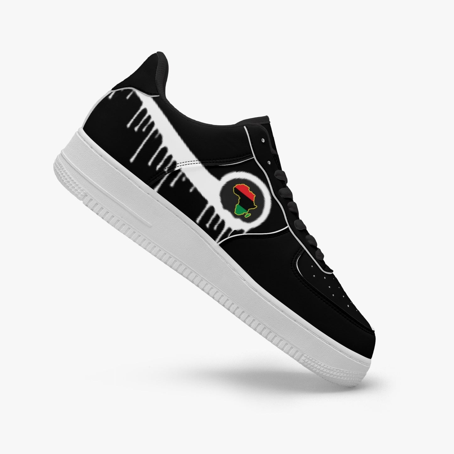 Africa Blurred White Drip R-Force 1 Low Tops (Black) - Men's & Women's