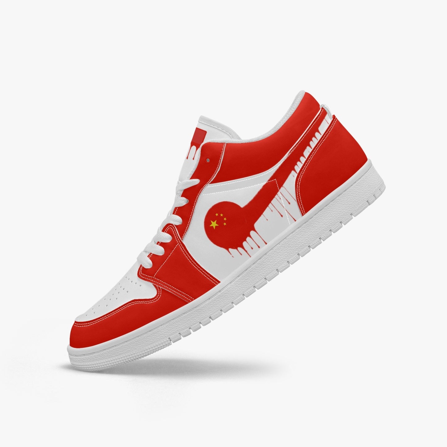 Air China Red Drip / Red & White Low Tops (White Sole) - Men's & Women's