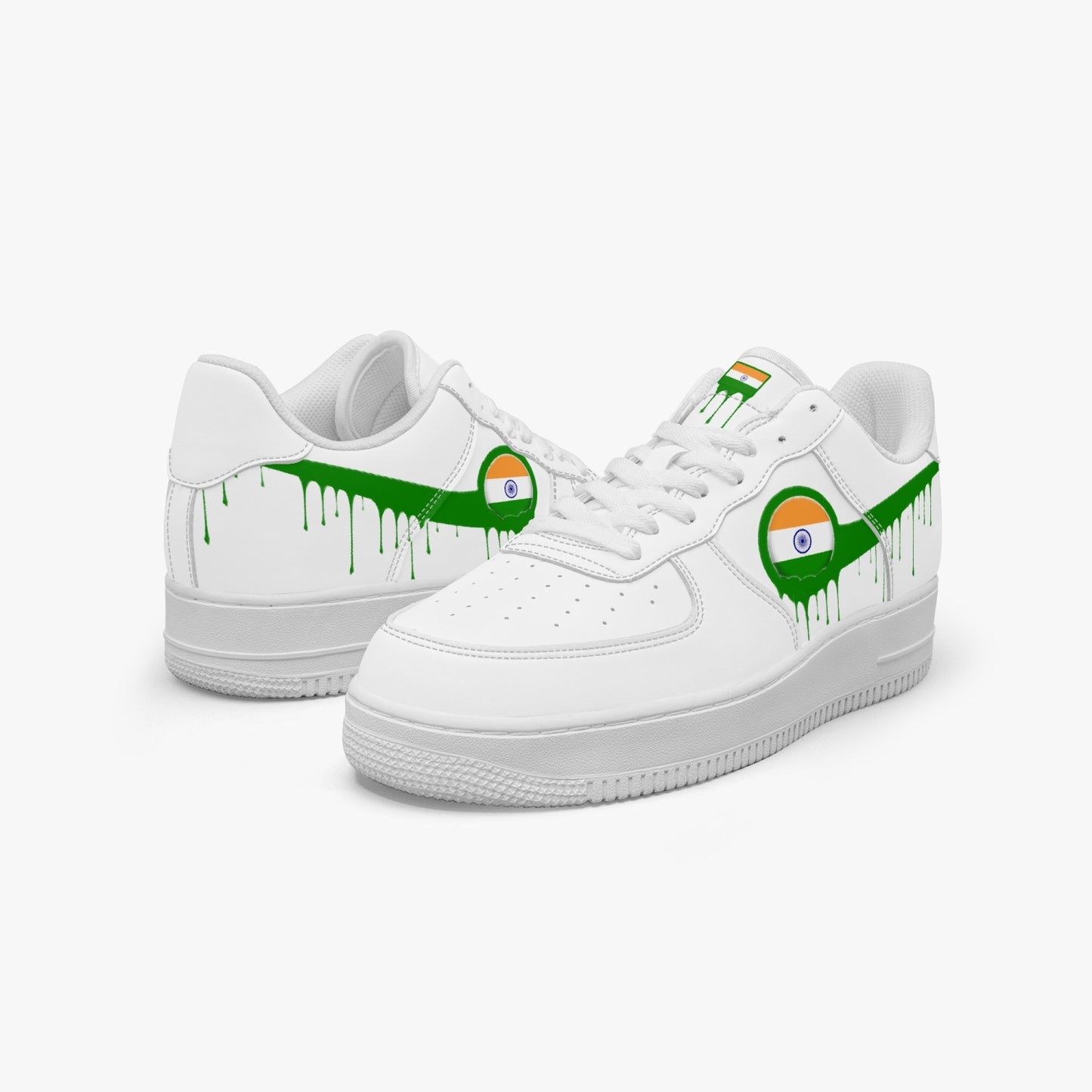 India Green Drip R-Force 1 Low Tops (White) - Men's & Women's