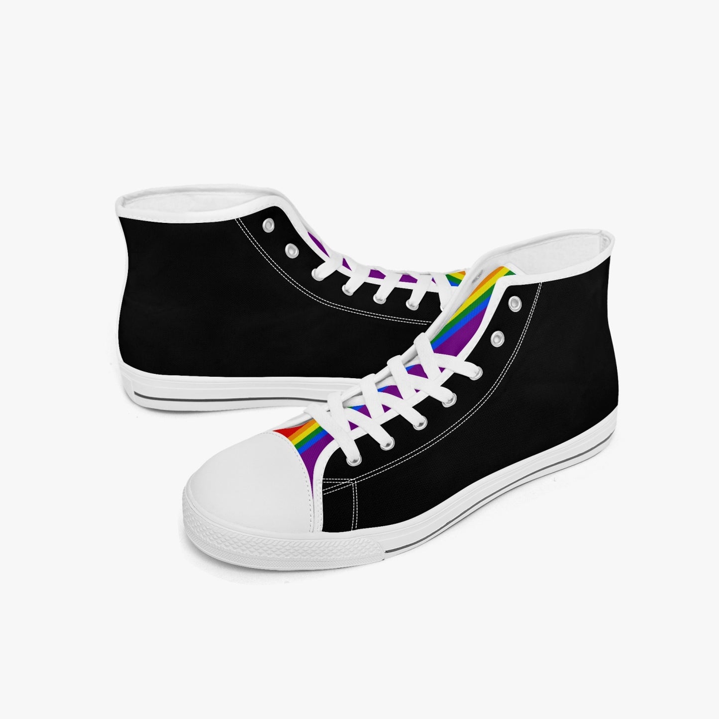 Rainbow Pride Classic Canvas High Tops (Black) - Men's & Women's