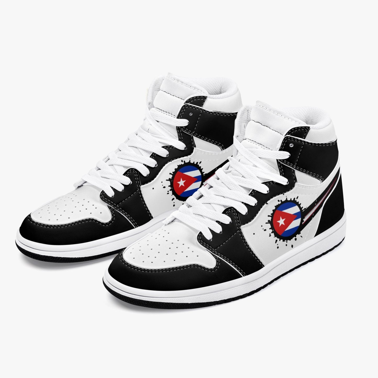 Air Cuba Splattered Icon Black/White High Tops (Black Sole) - Men's & Women's