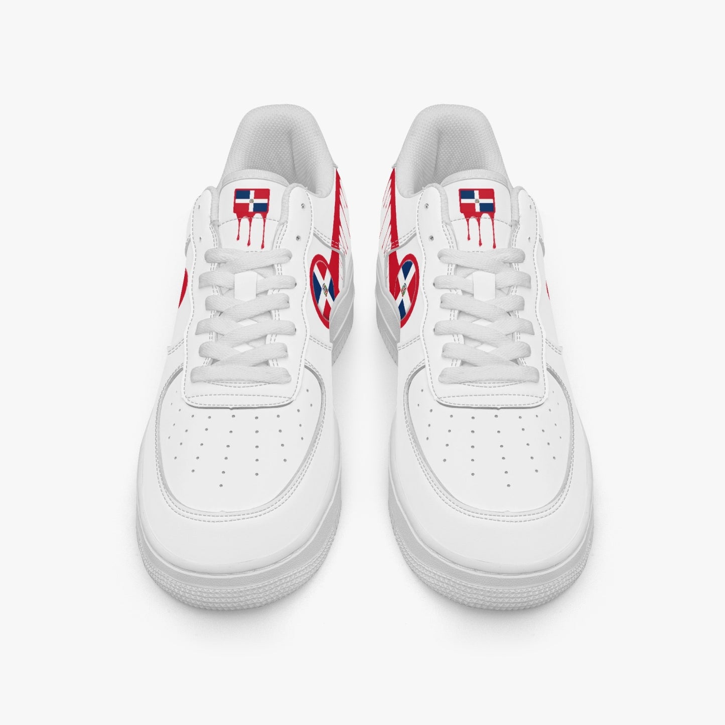 Dominican Red Drip R-Force 1 Low Tops (White) - Men's & Women's