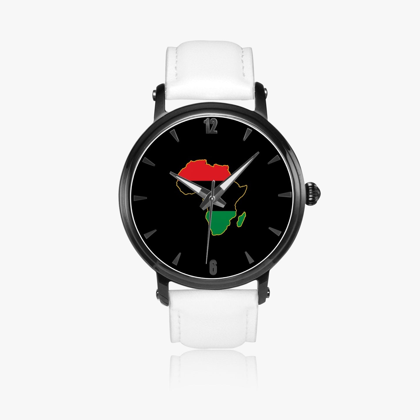 Africa Pride Premium Leather Men's Watch - Silver / Rose Gold / Black