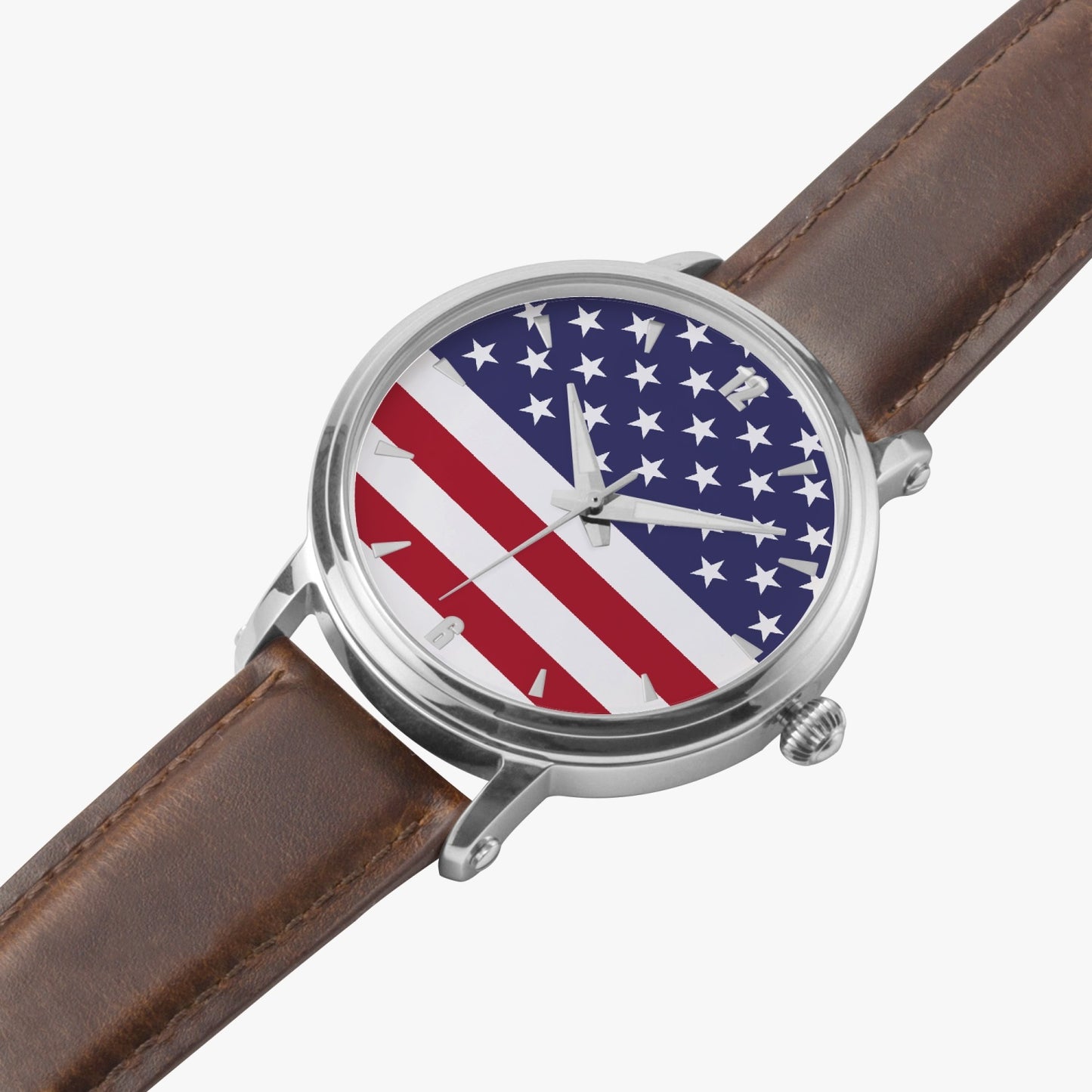 American Pride Premium Leather Men's Watch - Silver / Rose Gold / Black