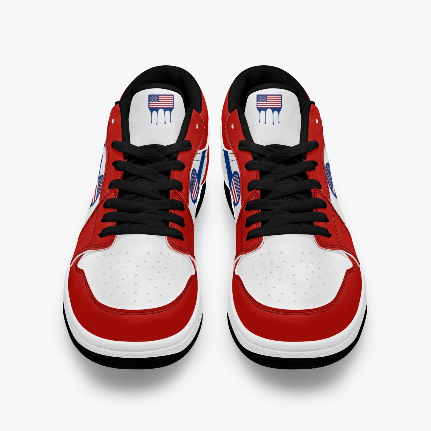 Air America Blue Drip / Red & White Low Tops (Black Sole) - Men's & Women's