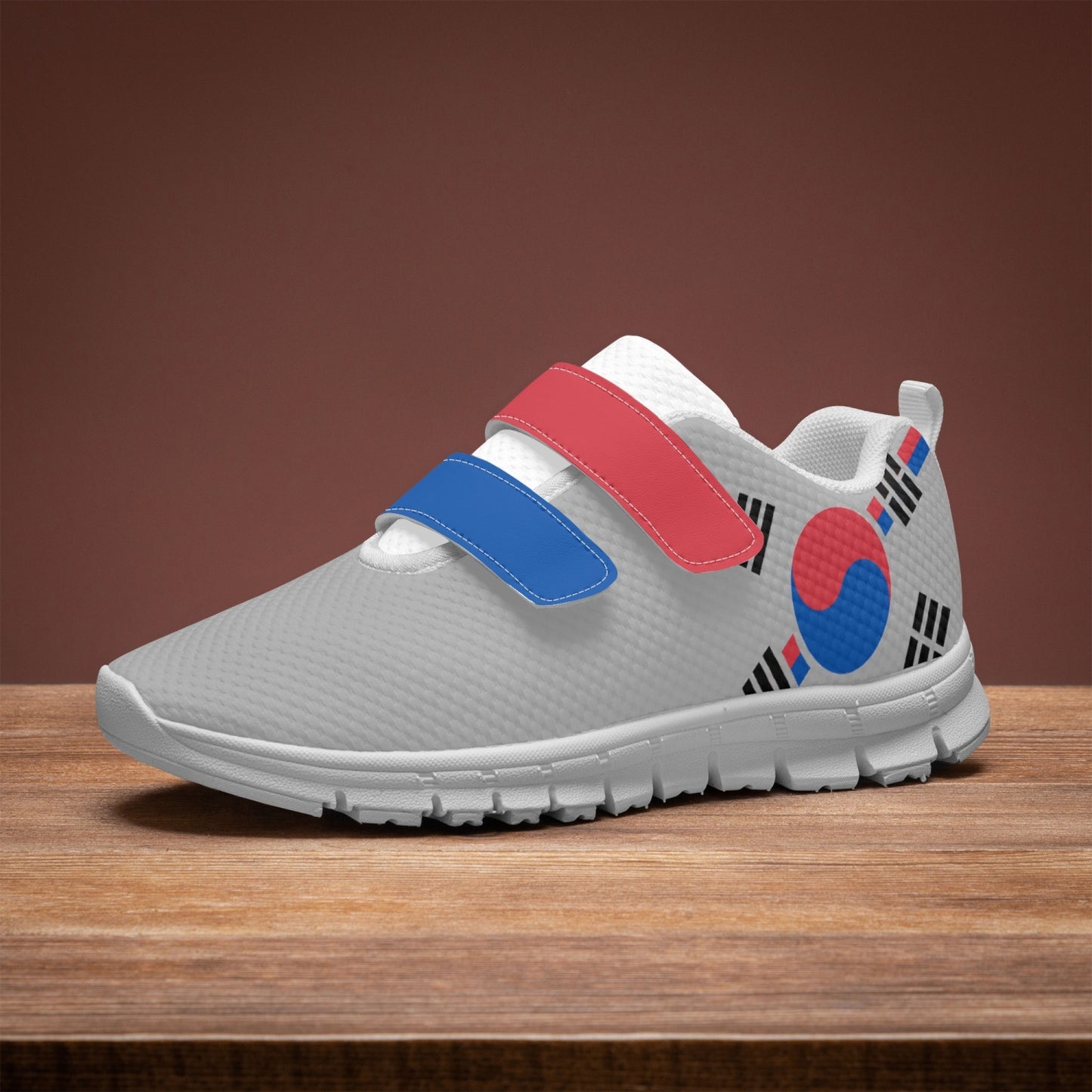 South Korea Pride Kid's Lightweight Velcro Mesh Sneaker - Gray