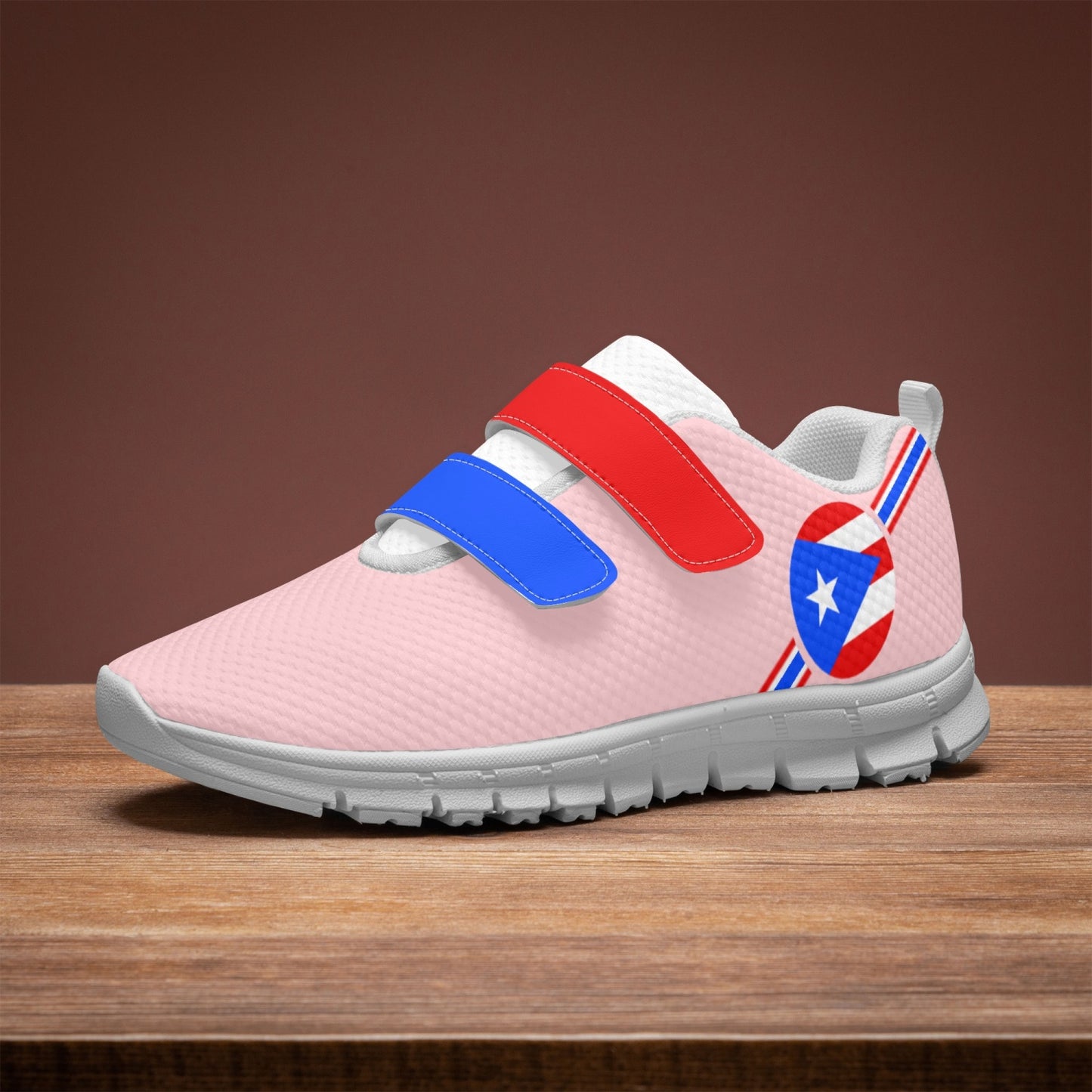 Puerto Rico Pride Kid's Lightweight Velcro Mesh Sneaker - Pink