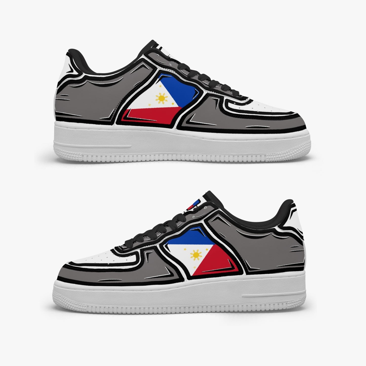 Philippines Cartoon Force 1 Low Tops (Gray) - Men's & Women's