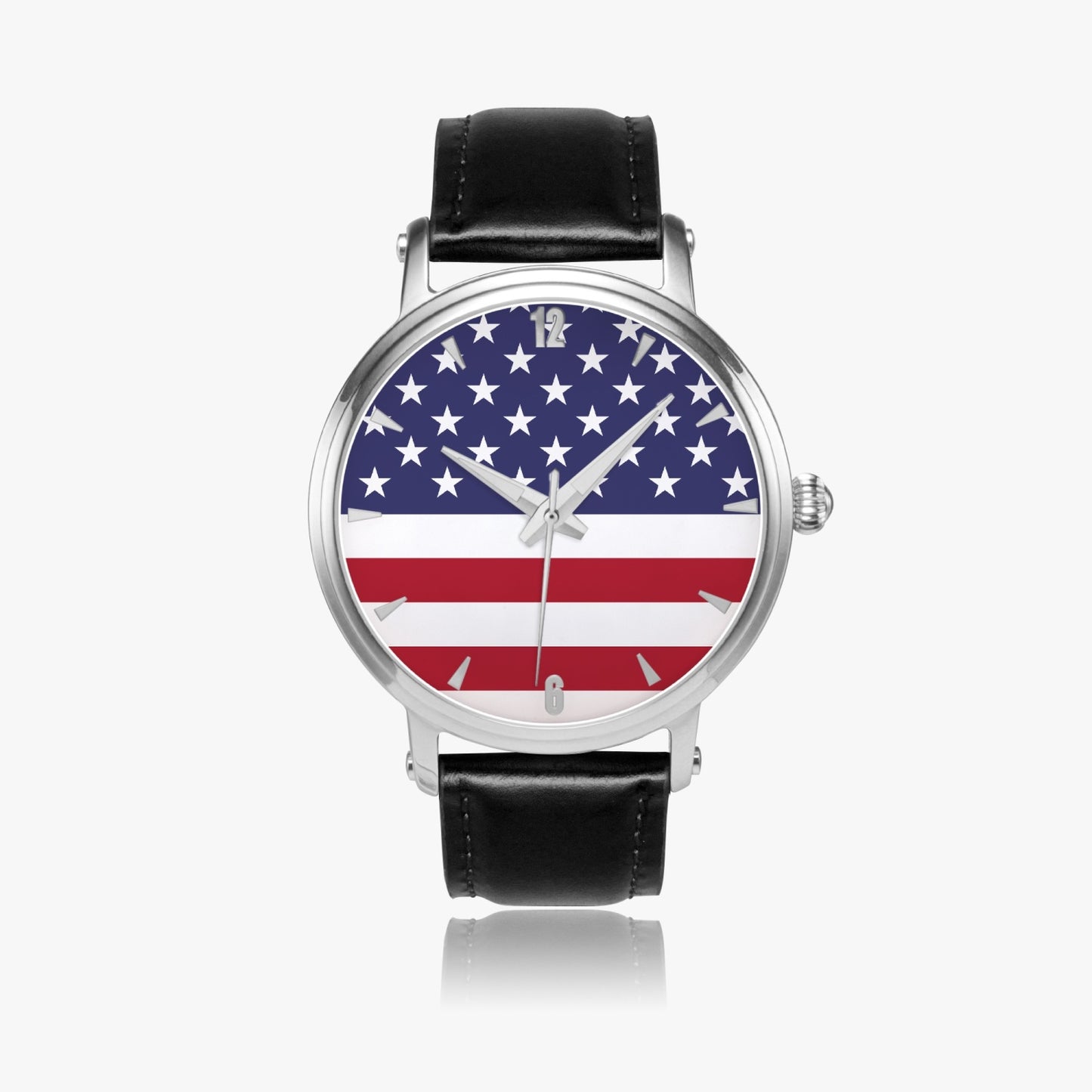 American Pride Premium Leather Men's Watch - Silver / Rose Gold / Black