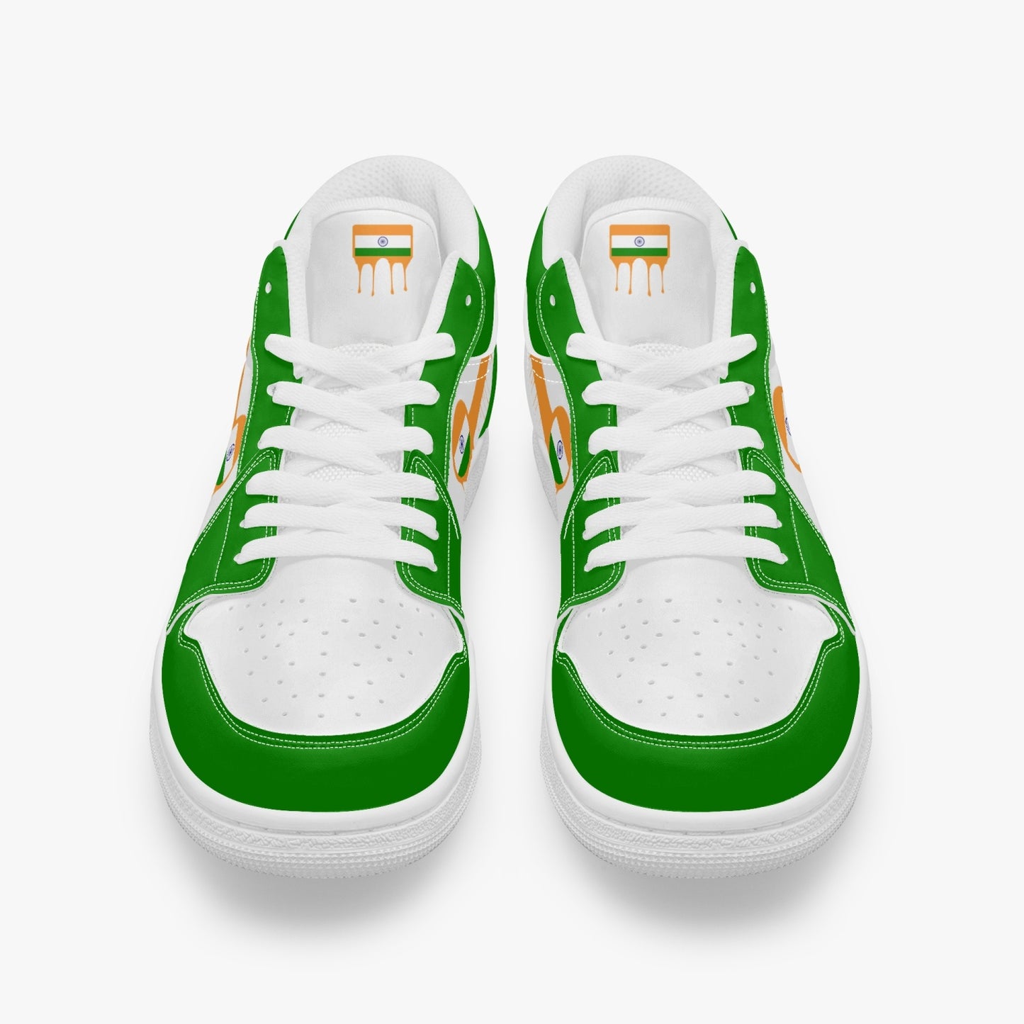 Air India Orange Drip / Green & White Low Tops (White Sole) - Men's & Women's