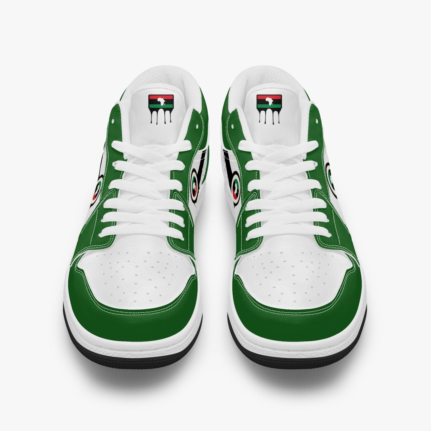 Air Africa Black Drip / Green & White Low Tops (Black Sole) - Men's & Women's