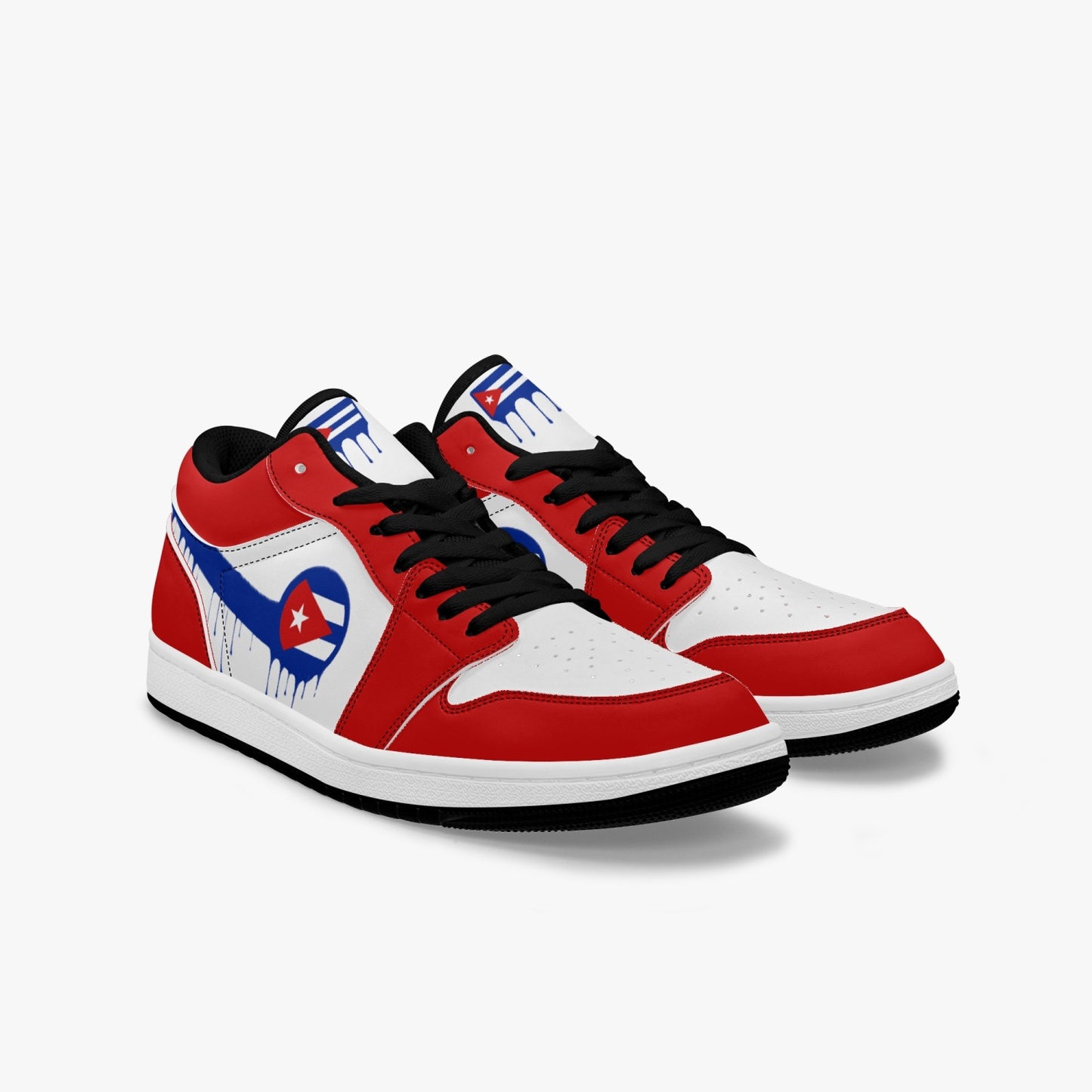 Air Cuba Blue Drip / Red & White Low Tops (Black Sole) - Men's & Women's
