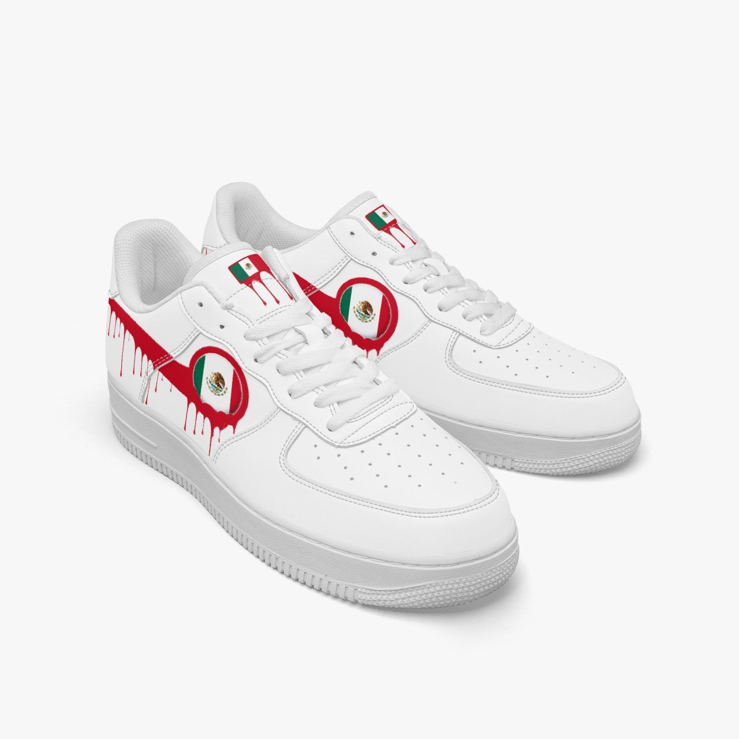 Mexico Red Drip R-Force 1 Low Tops (White) - Men's & Women's