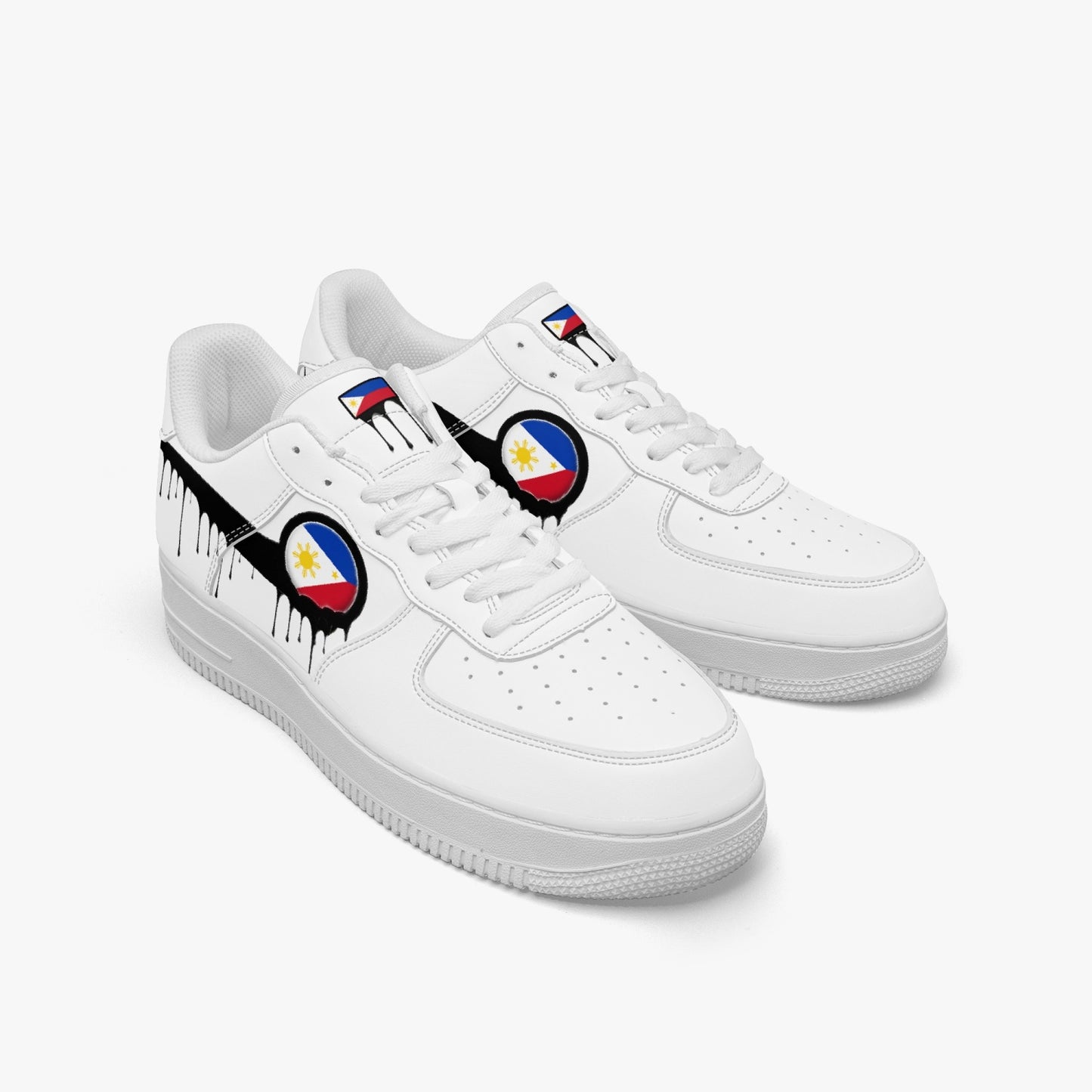 Philippines Black Drip R-Force 1 Low Tops (White) - Men's & Women's