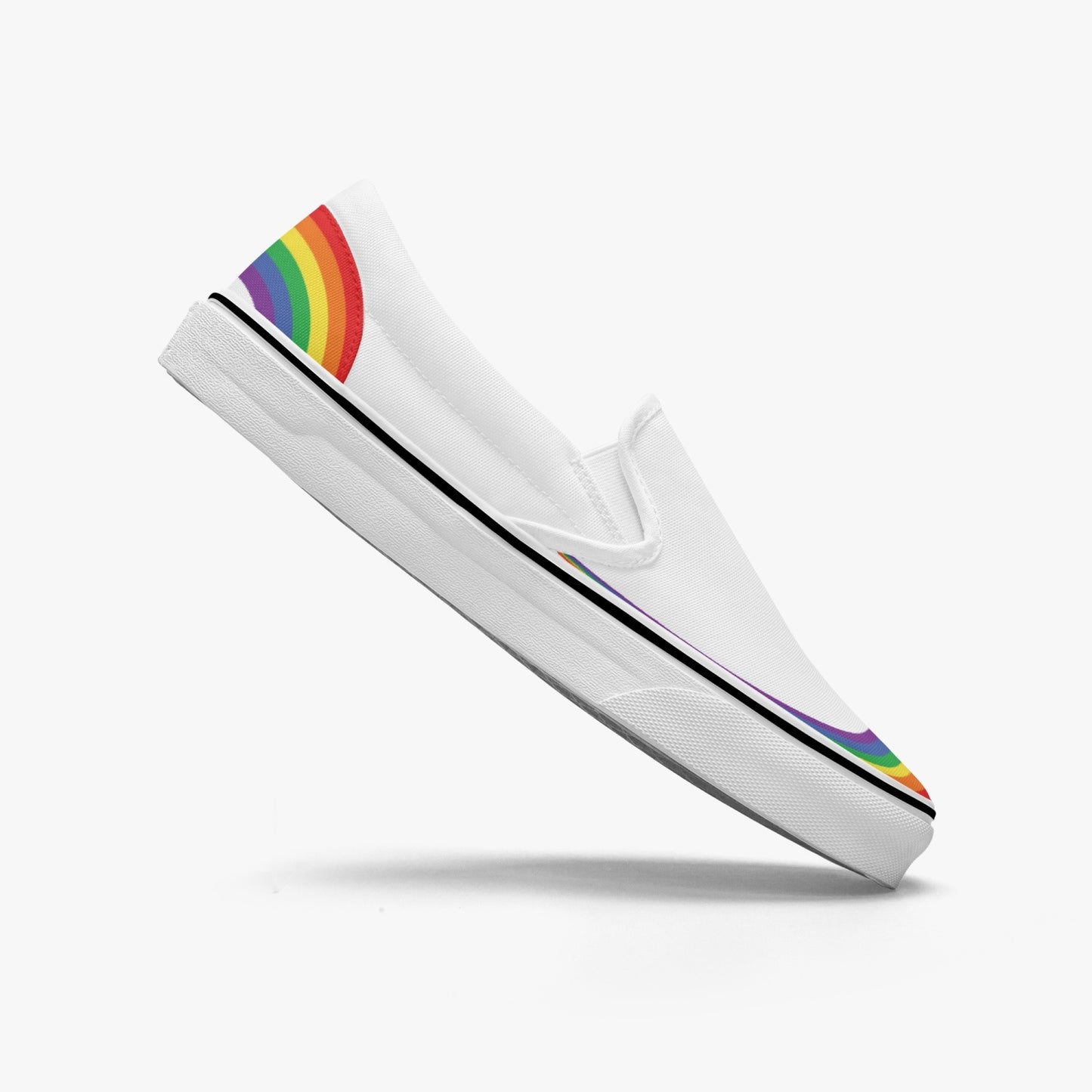 Rainbow Pride Canvas Slip-Ons (White) - Men's & Women's