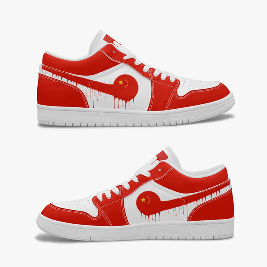 Air China Red Drip / Red & White Low Tops (White Sole) - Men's & Women's