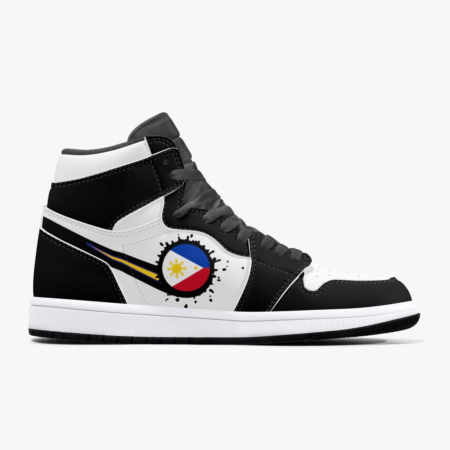 Air Philippines Splattered Icon Black/White High Tops (Black Sole) - Men's & Women's