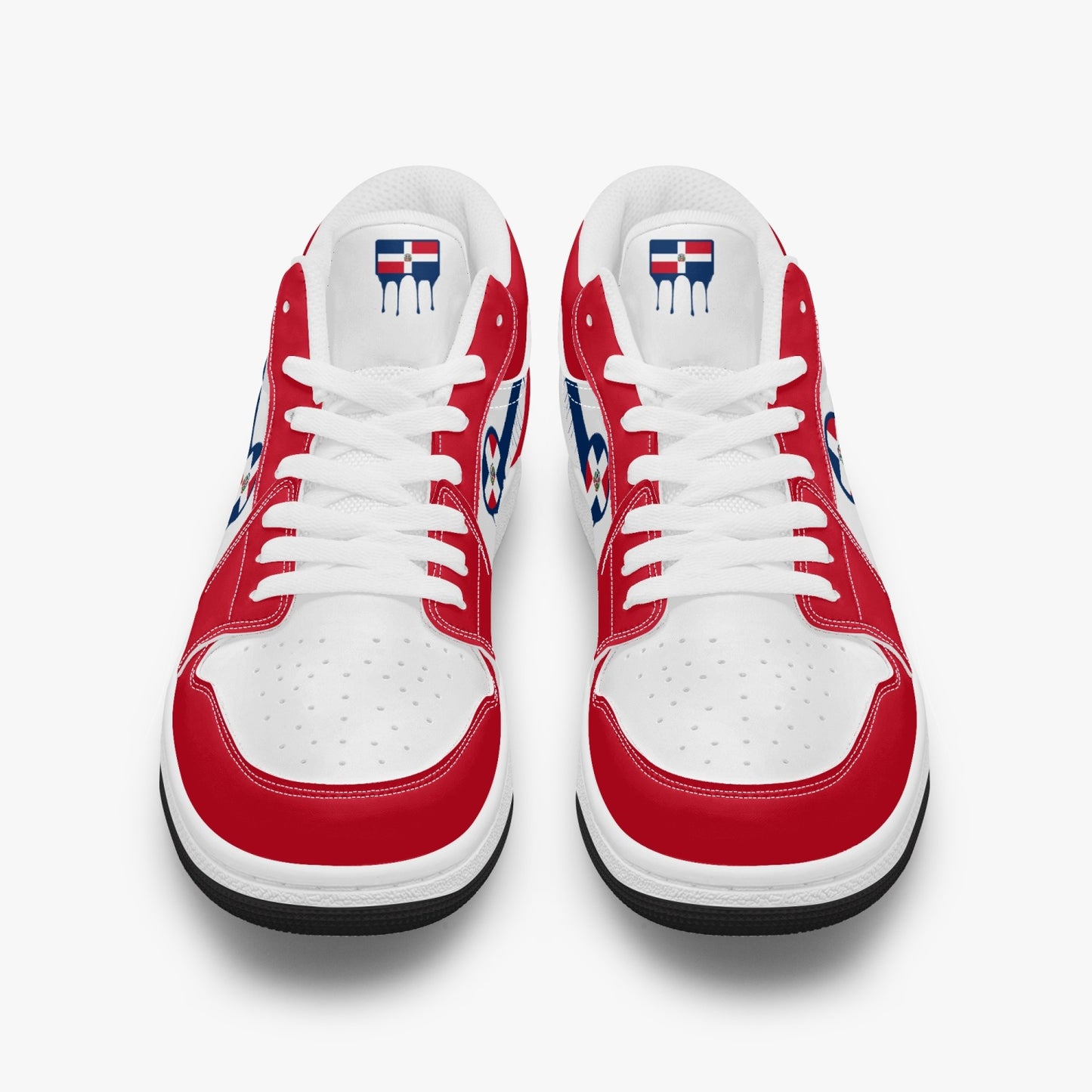 Air Dominican Blue Drip / Red & White Low Tops (Black Sole) - Men's & Women's