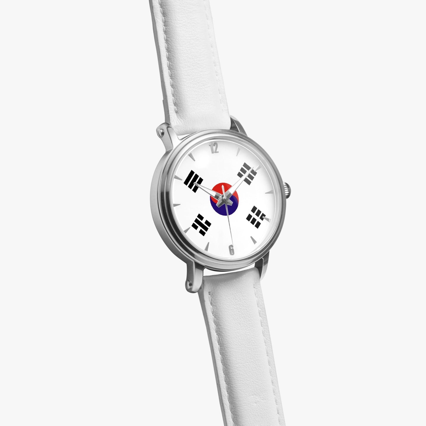 South Korea Pride Premium Leather Men's Watch - Silver / Rose Gold / Black