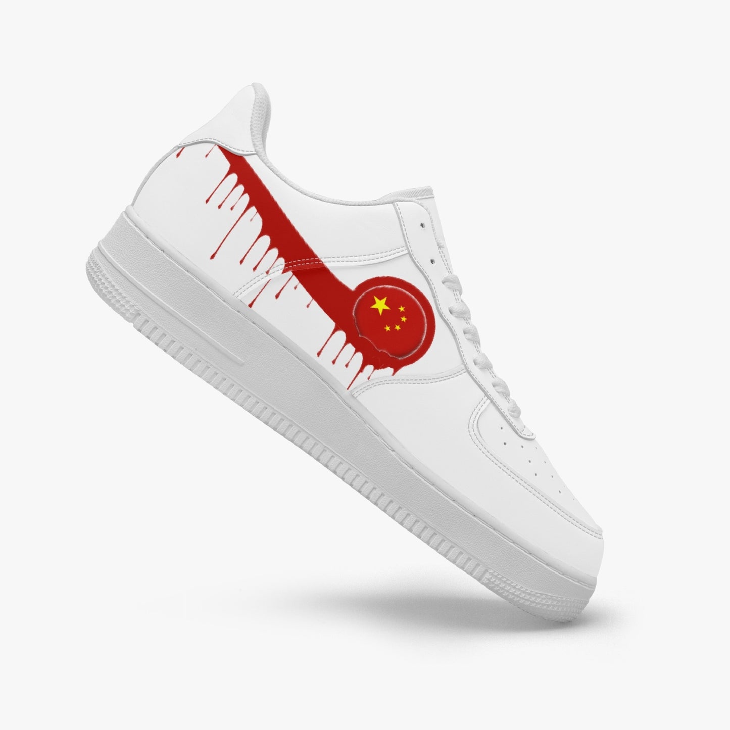 China Red Drip R-Force 1 Low Tops (White) - Men's & Women's