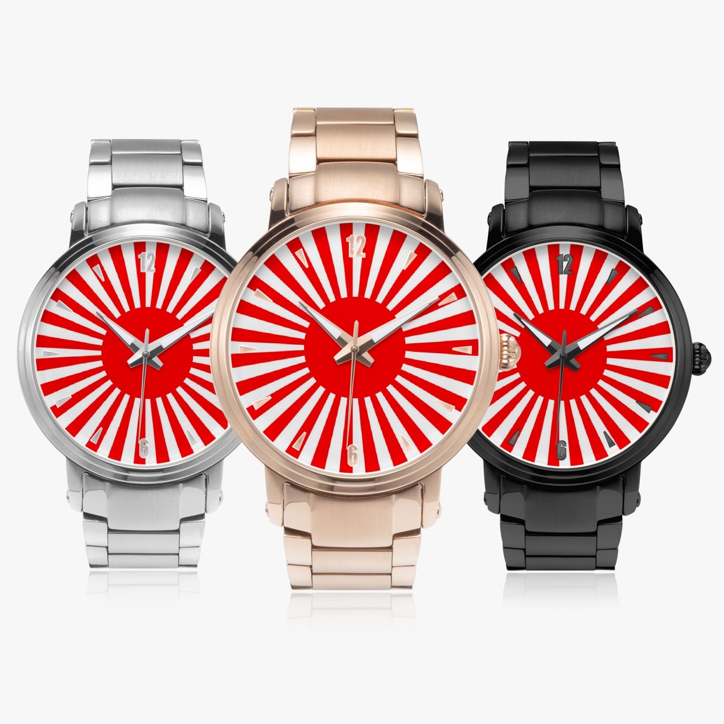 Japan Pride Stainless Steel Luxury Men's Watch - Silver / Rose Gold / Black