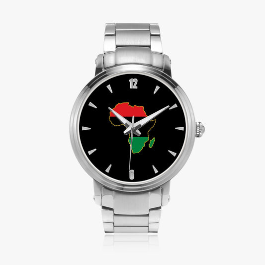 Africa Pride Stainless Steel Luxury Men's Watch - Silver / Rose Gold / Black