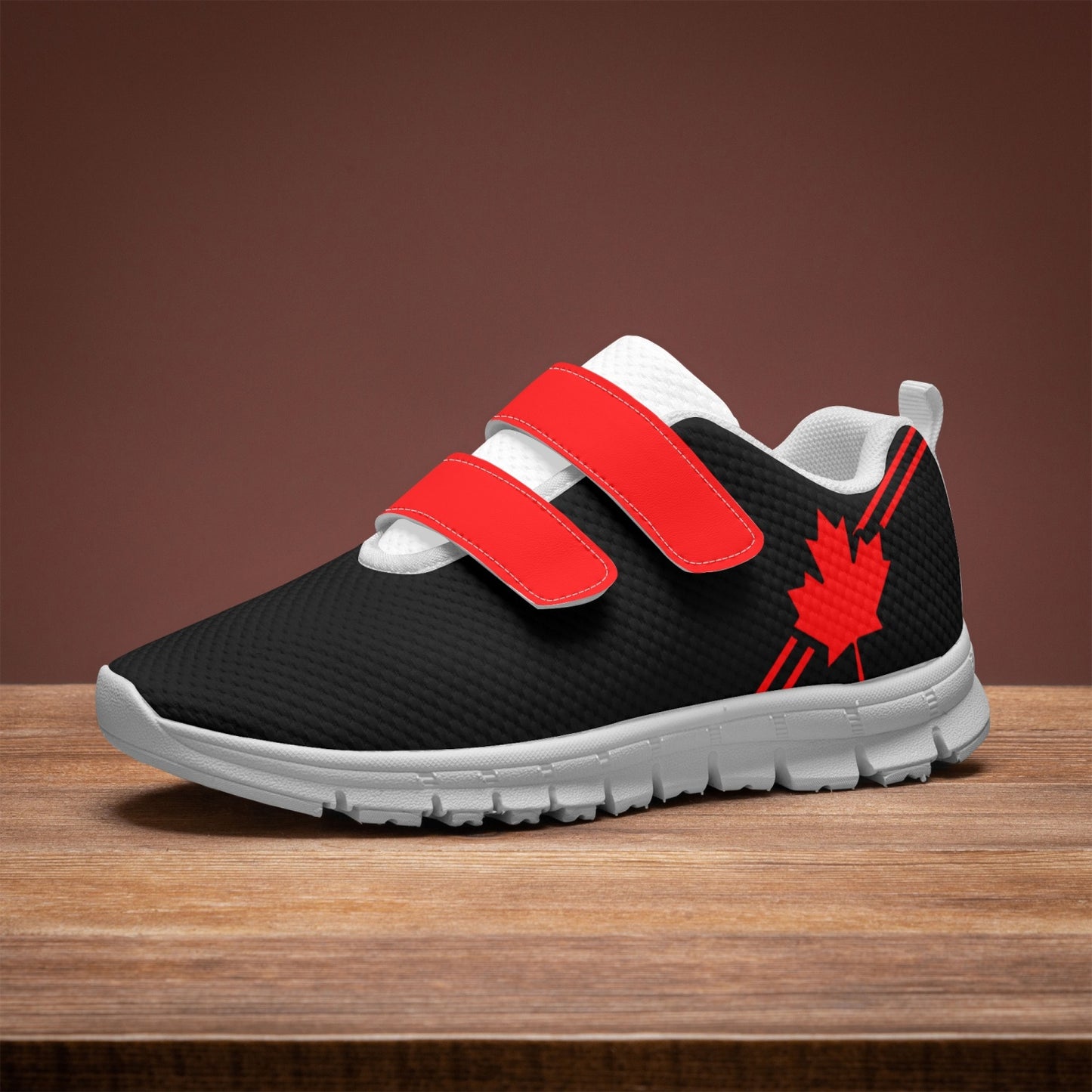 Canada Pride Kid's Lightweight Velcro Mesh Sneaker - Black
